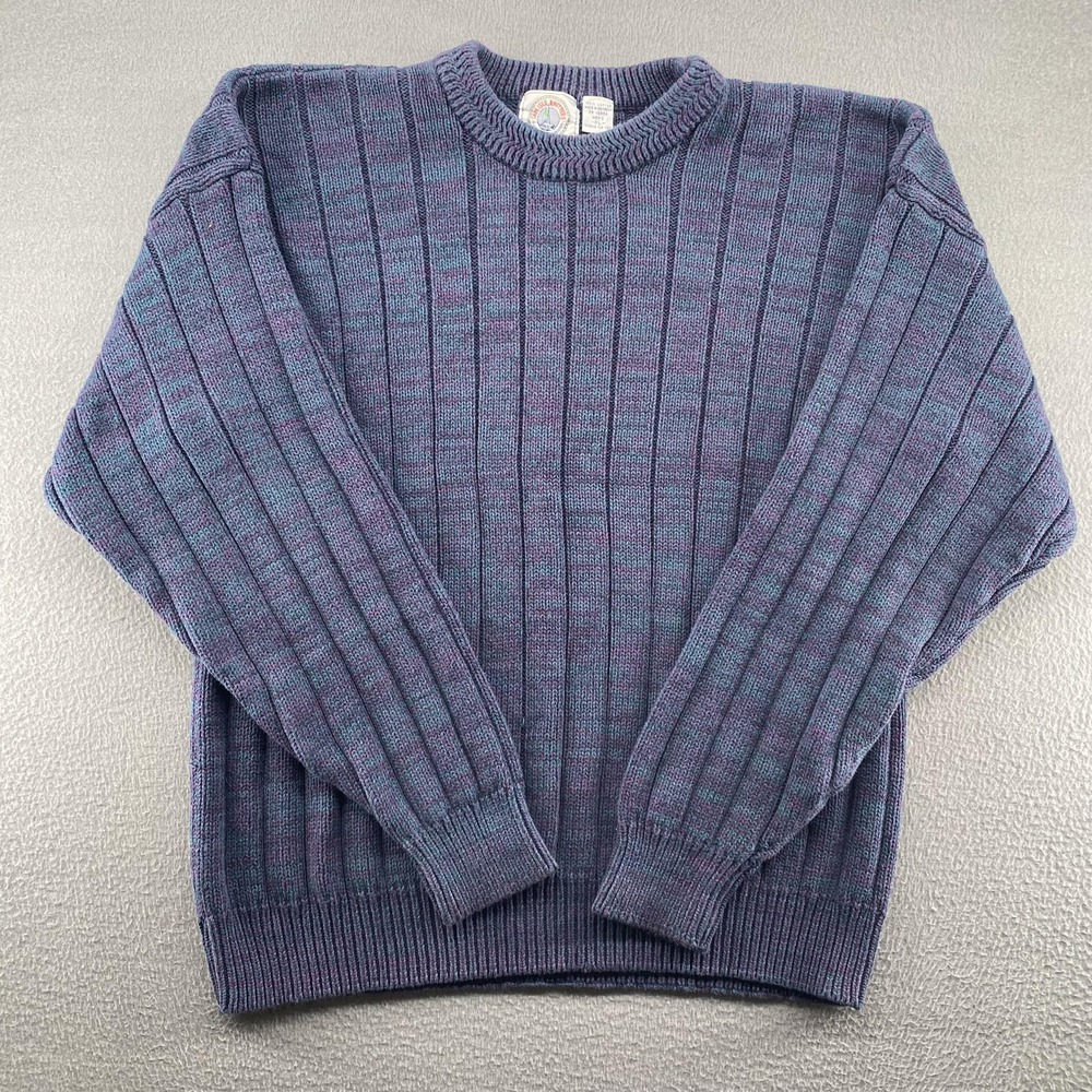 Cape Isle Knitters‎ Sweater Mens XL Blue Purple Striped Crewneck Knit Pullover